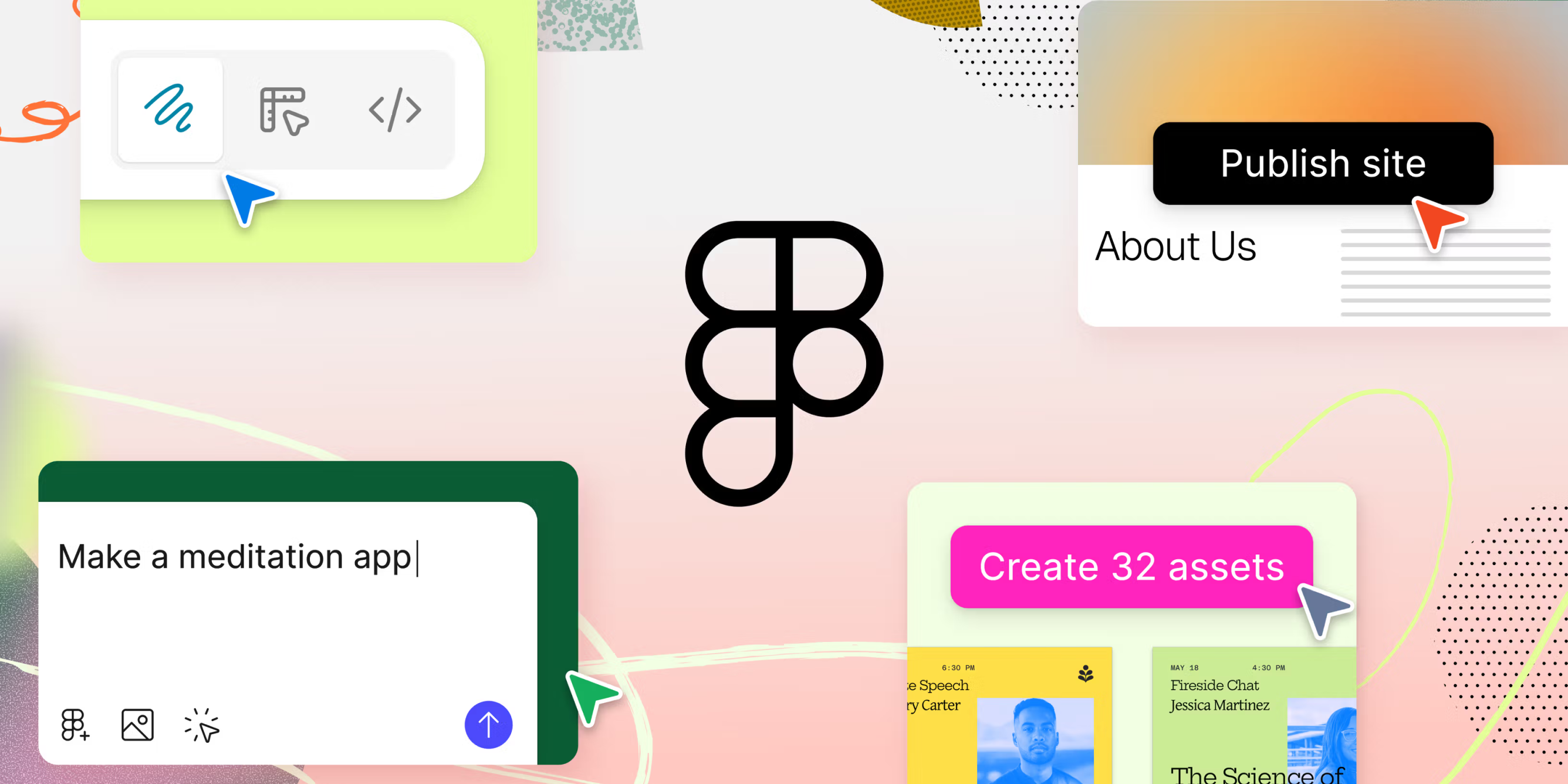 Figma logo surrounded by new figma features