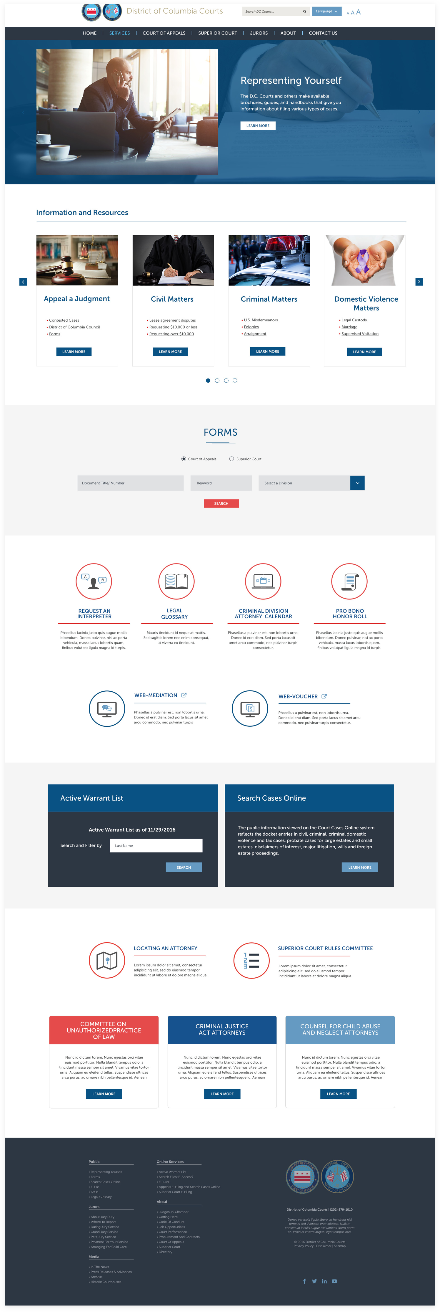 DC Courts Services page
