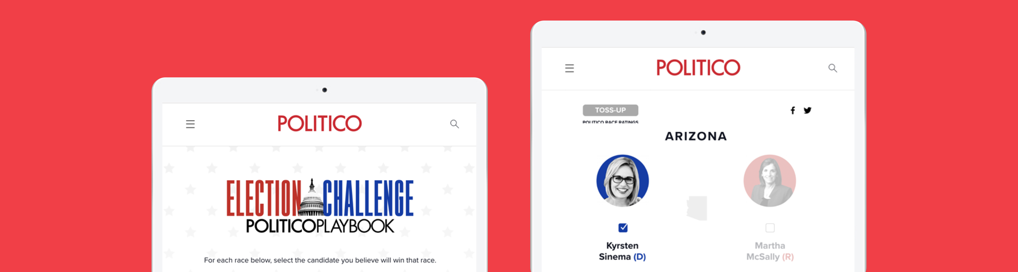 Politico Election Challenge screens on tablets