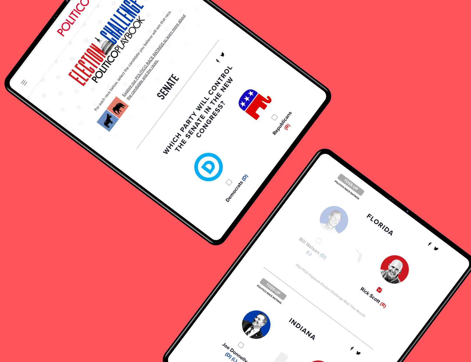 Politico Election Challenge screens on tablets
